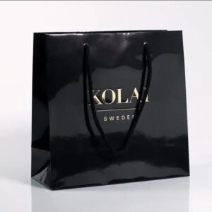 Customized Branded Logo Luxury Black Paper Apparel Packaging Gift Shopping Bag Paper Bag