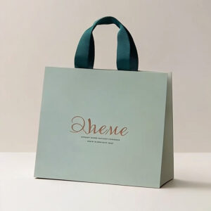 Custom Logo Clothing Packaging Paper Shopping Bag Ribbon Handle
