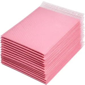 0.1mm PO Stand-Up Cosmetic Pouch with Self-Adhesive Seal and Bubble Structure for Skincare Shipping