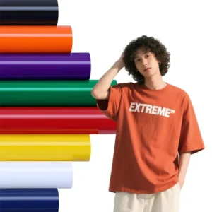 0.61m*25m Textile Vinyl HTV Roll PU Glossy High Heat Transfer Flex for Shirts Cold Peel
