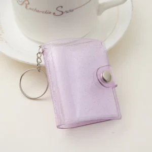 1-Inch & 2-Inch Insert-Type PVC Plastic Photo Album, Transparent Mini Size, with Lanyard
