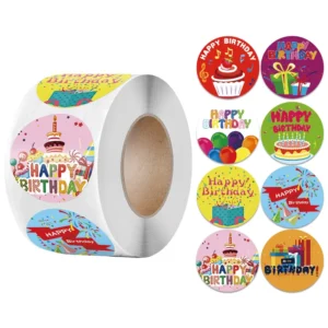 1-Inch Colorful Balloon Birthday Stickers for Gifts and Invitation Cards