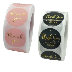 1 Inch Floral White Waterproof UV-Resistant Self-Adhesive Paper Heart Thank-You Stickers, 8 Designs, 500 Pieces