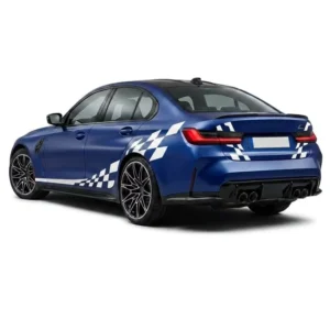 1 Pair Checkered Flag Racing Decals for Car Side Body Vinyl Stripe Stickers PVC Automotive Styling SUVs Sedans