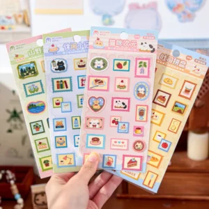 1 Sheet Per Pack Daydreaming Series Stamp Sheet Stickers Cute Pixel Art Pet Designs for DIY Journal Decorations