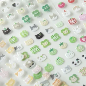 1 Sheet Per Pack Resin-Coated Decorative Stickers Cute Heads Series Cute Pattern Bullet Journal DIY Stickers
