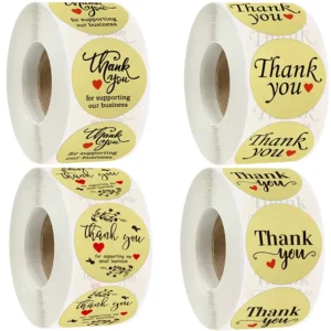 1.5 Inch 500 Pcs Kraft Paper Thank You Stickers for Boxes, Bags and Envelopes