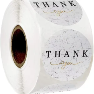 1.5-Inch Grayish White Thank You Sticker Roll Round Gift Bouquet Packaging Adhesive Sticker