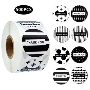 1.5-Inch Round Thank-You Roll Stickers, 500 Sheets, Self-Adhesive