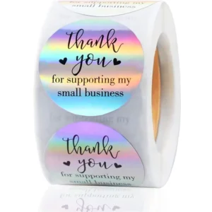 1.5-Inch Waterproof Holographic Thank You Stickers for Envelope Seals