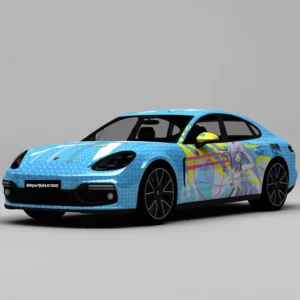 1.52*20m Blue Comic PET Vinyl Car Wrap Film, Self-Adhesive
