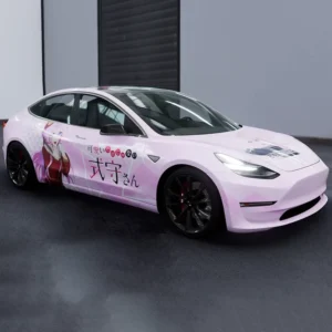 1.52*20m Purple Anime Pattern Customized Vehicle Wraps PET Color Changing Car Wrap Vinyl Sticker