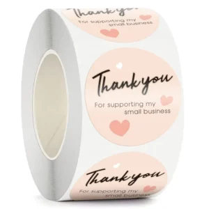 1.5inch 500 Pcs Round Light pink Sticker Self Adhesive Thank You Sticker for Supporting My Small Business