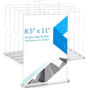 10-Pack Acrylic Sign Holders Pre-Assembled 10mm Thick Double-Sided Tabletop Flyers Business Cards Stand for Supermarket