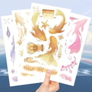 10-Piece Colored Koi Fish Waterproof Tattoo Stickers for Festivals and Parties