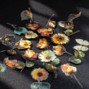 10 Sheets/Pack Golden Flower Shadow Series Large-Size Floral Stickers