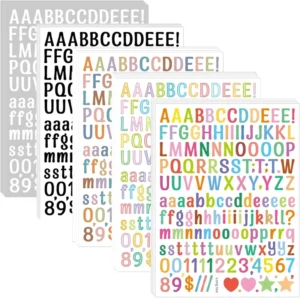 10 Sheets Per Pack English Alphabet Numbers Symbols Cartoon Adhesive Stickers Coated Paper