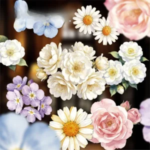 10 Stickers Per Pack Light Floral Stationery Series Floral themed Scrapbooking Embellishments