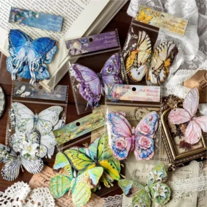 10 Stickers Per Pack Monet’s Butterfly Poems Series Embossed Butterfly Journal Decals