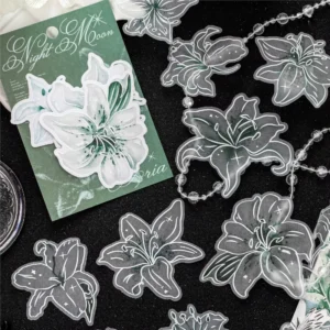 10 Stickers Per Pack Night Moon Aria Series Decorative Collage Stickers for Plant and Flower Bullet Journals