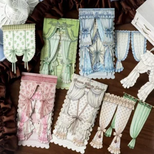 10 Stickers Per Pack Sweet Dreams By The Window Collection Vintage Curtain Themed Journal Decoration Collage Elements