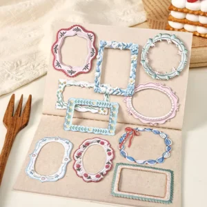 10 Stickers per Pack Milky White Border Collection Vintage-Inspired Lace Pattern Stickers