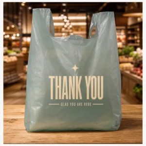 100% Degradable Plastic T-Shirt Shopping Bags with Custom Logo Printing