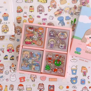 100 Pcs PVC Sheet No-Repeat Waterproof Transparent Eco-Friendly Reusable Die-Cut Cartoon Promotional Decorative Sticker Set