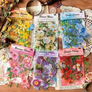 100 Pcs pack Sticker Pack Speak with Flowers Series Vintage Borderless Botanical Handbook Collage PUNK Flower Themed Sticker