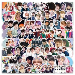 100-Piece Adhesive Retro-Style K-Pop Idol Sticker Set for Skateboard Decor