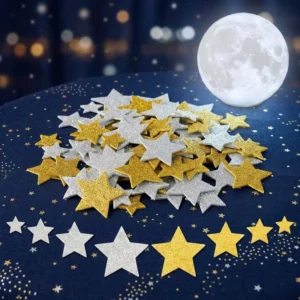 100-Piece Gold and Silver Foam Star Glitter Stickers Self-Adhesive for Crafts, Cards, Home Decor, Christmas, and Birthday Parties