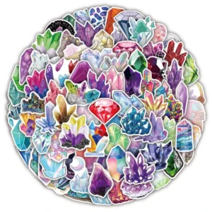 100 Pieces/Pack Custom Cartoon Crystal Sticker Waterproof Vinyl Die-Cut Phone Laptop Decorative Stickers for Kids