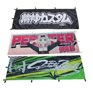 100% Polyester Custom Printed Nabori Banner Full Color One or Double Sided Advertising Car Racing Display Nobori Flag