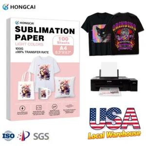 100 Sheets A4 Thermal Sublimation Paper White High Transfer Rate Compatible All Inkjet Printers for T-Shirts