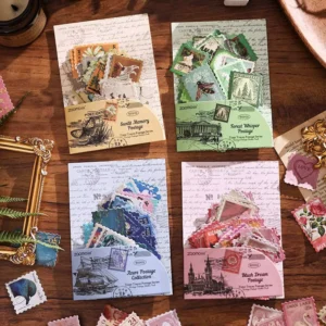 100 Stickers Per Pack Time & Postage Series Sticker Set Retro Rustic Style Journaling Materials & DIY Decorative Stickers