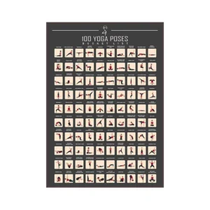 100 Yoga Poses Scratch-Off Poster with Screen-Printed Art Paper
