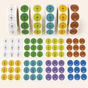 1000Pcs Hologram Number Stickers 1-100 Assorted Colors Coated Paper Self-Adhesive Waterproof Labels Price Tag Promotion