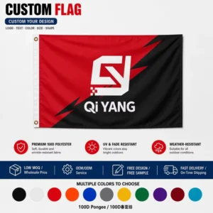 100D Polyester Good Quality Outdoor Activities Red Logo Custom Flags Banners