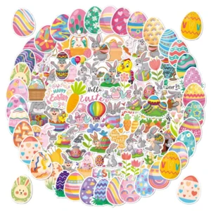 100P Custom Easter Holographic Laser Waterproof Removable Stickers