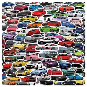 100PCS Colorful Mini JDM Racing Car Stickers