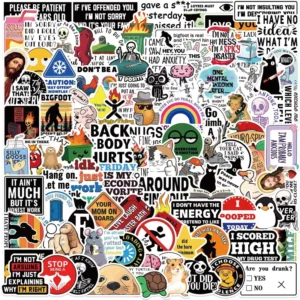 100PCS Funny Prank Meme Stickers Decoration for Guitar Notebook Luggage DIY Waterproof