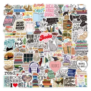 100Pcs Love Reading Books Library Graffiti Stickers for Notebook Laptop PVC Waterproof Desk Study Sticker