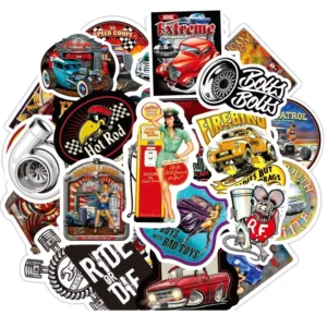 100Pcs Retro Beauty Vintage Car Hot Rod Graffiti Stickers for Bottle Laptop Car Motorcycle Waterproof Racing Sticker