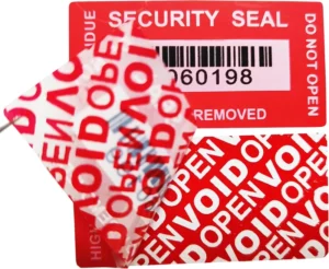 100pcs Matte Red Full Transfer Tamper Evident Security Stickers, 1 x 2 Inch, Serial Number Void