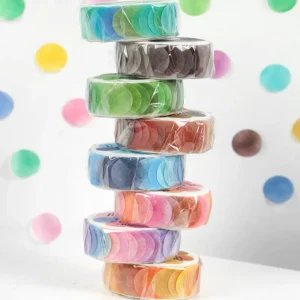 100pcs/roll Round Dot Flower Petal Japanese Washi Tape Stickers for DIY Scrapbooking