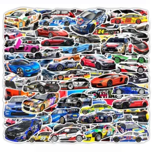 102Pcs Supercar Racing Car Waterproof Vinyl Stickers for Bottle Laptop Car Motorcycle