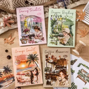 105*148mm PET and Washi Paper Mixed Die-Cutting Deco Sticker Book for Scrapbooking