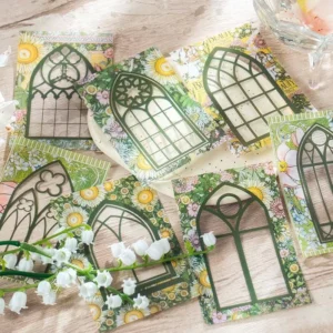 10PIECES PACK Pet Stickers Collage Card Window Sill Garden Series Retro Window Frame Notebook DIY Decorative Material 4 Models