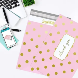 10X13 100 Pack Pink Polka Dot Thank You Poly Mailer Envelopes Custom Mailing Shipping Bags Self Se