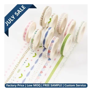 10m Custom Printed Water-Activated Acrylic Adhesive Washi Tape for Masking
